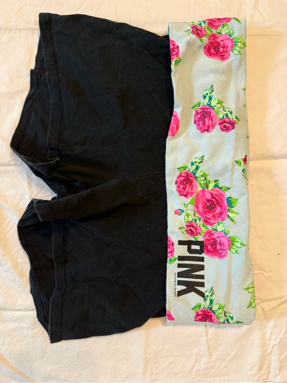 PINK Victoria's Secret Black Shorts with Floral Waistband